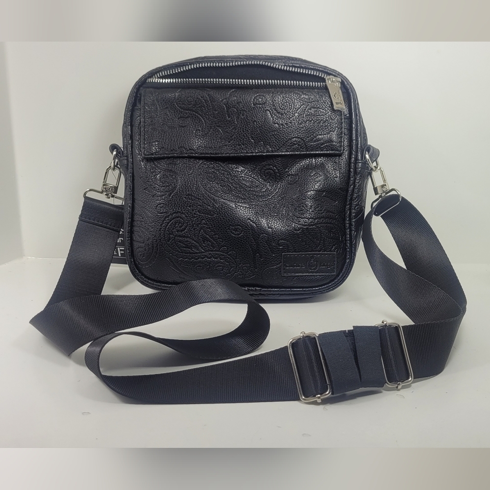 Culture Kings Black Embossed Faux Leather Hydration Crossbody Bag